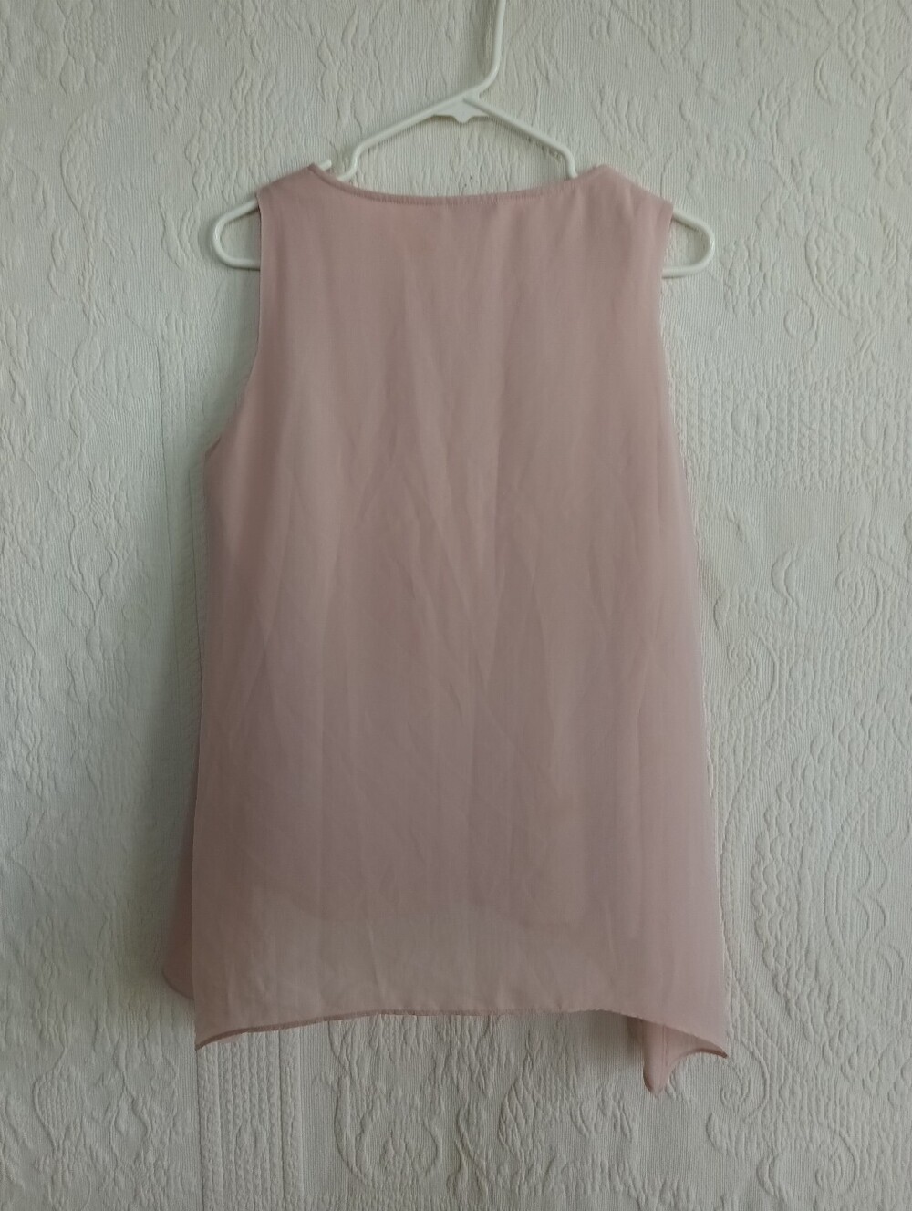 Counterparts Soft Pink Lace-Trim Sheer Tank Shark Bite Boho Lace Flowy Oversized - Picture 6 of 7